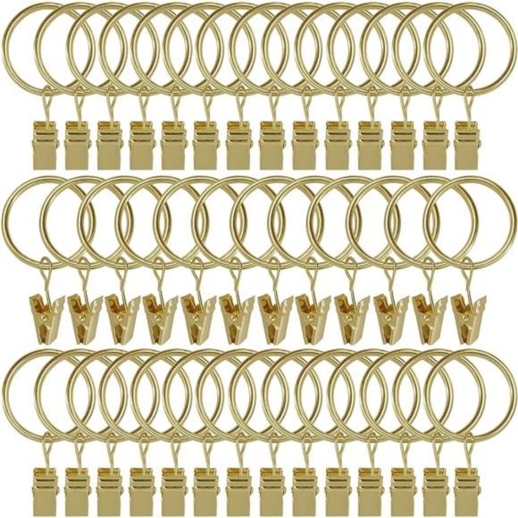 40 Pack Curtain Rings with Clips, Drapery Clips Rings, Hangers Drapes 1.26 Inch - Picture 1 of 6